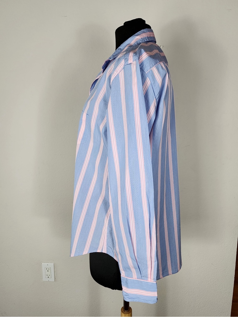 Frank & Eileen Eileen Blue Pink Stripe Italian Cotton Button Shirt Women's S - Picture 6 of 11